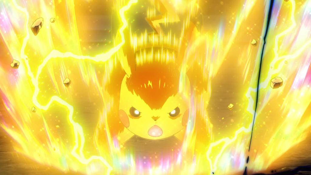 Illustration de Pichu ou Pikachu utilisant une attaque électrique pour la Ligue Pokémon Arène Électrique